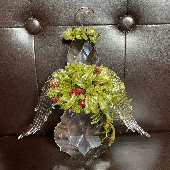 Mistletoe Faceted Lucite Crystal Angel Ornament 9” Extra Large - Picture 2 of 10